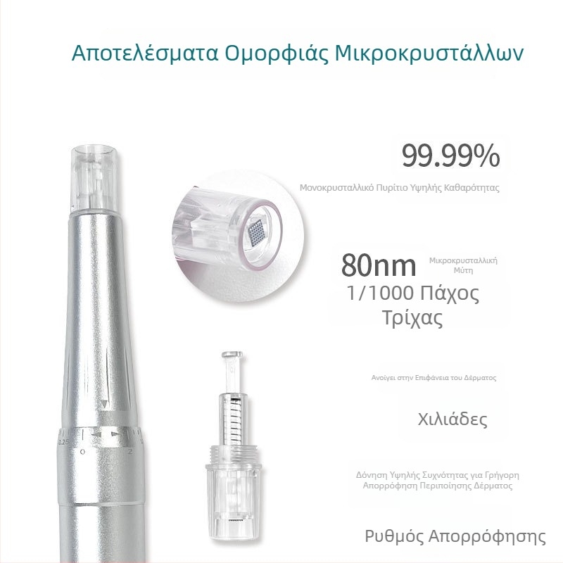 Νανο-ηλεκτρική συσκευή μικροβελών για ενυδάτωση μεσοδέρματος με παράδοση λυοφιλοποιημένων σωματιδίων, MTS πένα προσώπου με μικροκρύσταλλα