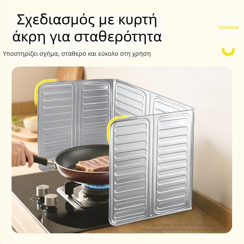 Μεγάλη αλουμινένια ασπίδα κατά των πιτσιλισμάτων λαδιού για γκαζάκι – ανθεκτική, θερμομονωτική, κατάλληλη για κουζίνα