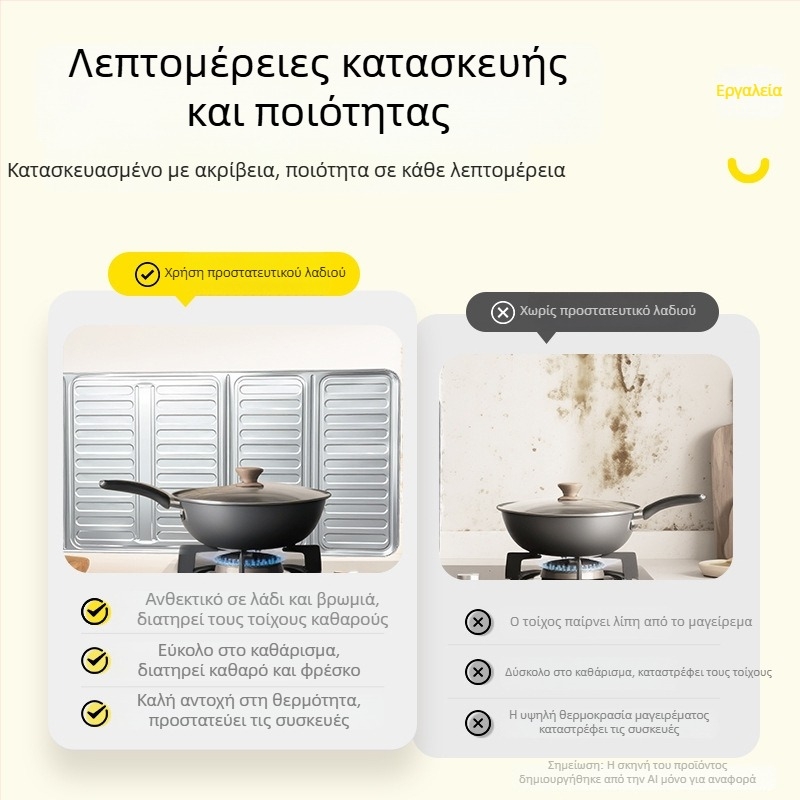 Μεγάλη αλουμινένια ασπίδα κατά των πιτσιλισμάτων λαδιού για γκαζάκι – ανθεκτική, θερμομονωτική, κατάλληλη για κουζίνα