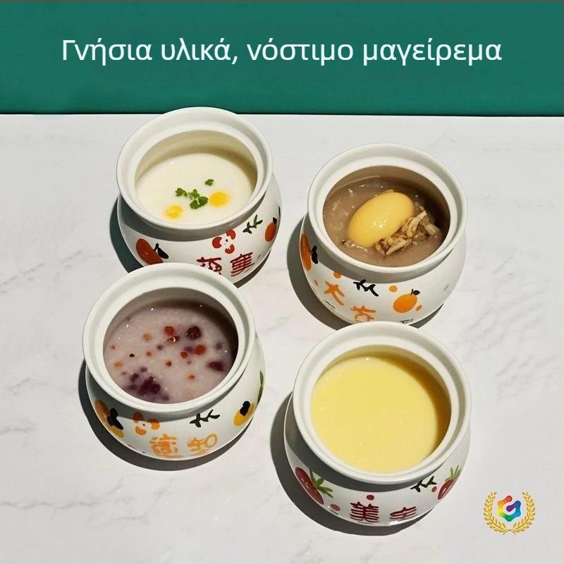 Κεραμικός ατομικός κάδος στιφάδου με καπάκι, για οικιακή χρήση, ατμομάγειρας για αυγά, πήλινο σκεύος για σούπα