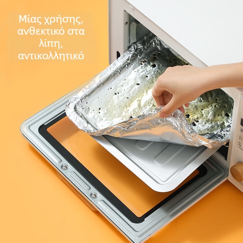 Μίας χρήσης ρολό αλουμιοφολίου αντοχής σε υψηλές θερμοκρασίες για φούρνο, παχυμένο αλουμινιοφολίο για γκριλ και ψήσιμο, 30 cm × 5 m, πάχος 10–25 μm.