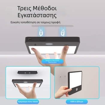 YIHIOO 5V Ασύρματο LED φωτιστικό οροφής με αισθητήρα κίνησης για τουαλέτα, σκάλες, διάδρομο και μπαλκόνι