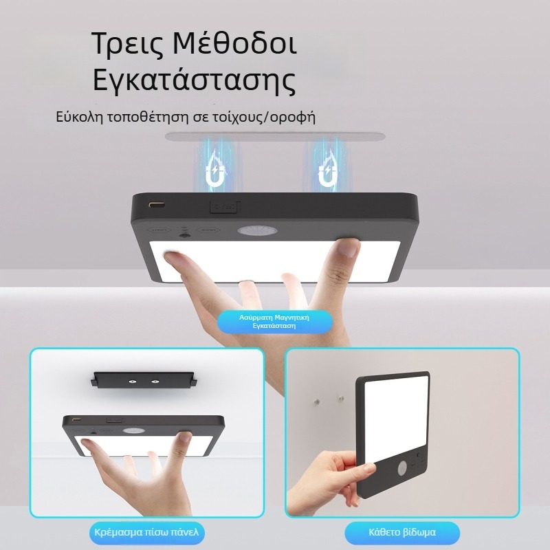 YIHIOO 5V Ασύρματο LED φωτιστικό οροφής με αισθητήρα κίνησης για τουαλέτα, σκάλες, διάδρομο και μπαλκόνι