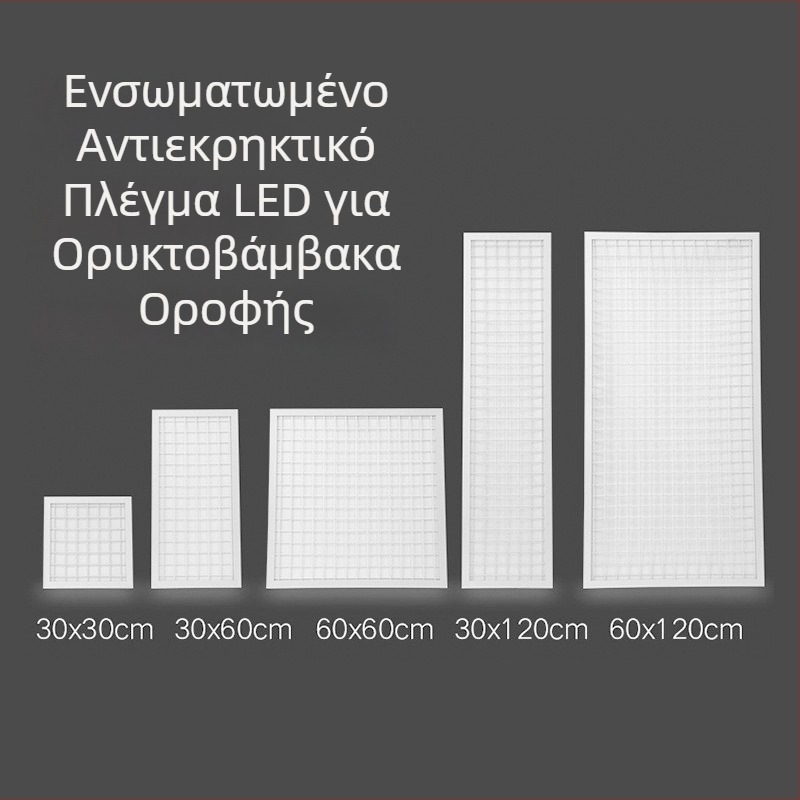 Ενσωματωμένο LED πάνελ με μεταλλικό πλέγμα σιδήρου, ανθεκτικό σε εκρήξεις, 30×30 cm και 60×60 cm, για ενσωματωμένο οροφή