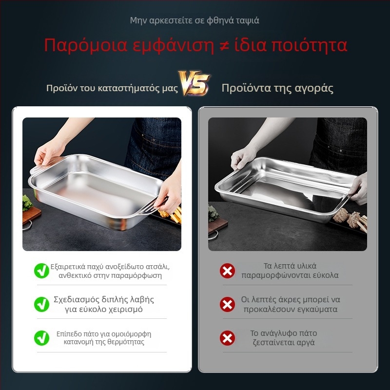 Ορθογώνιο τηγάνι σχάρας για ψάρια από ανοξείδωτο χάλυβα, για επαγγελματικές και οικιακές επαγωγικές εστίες - πολυλειτουργικό, εύκολο στον καθαρισμό, χωρίς επίστρωση