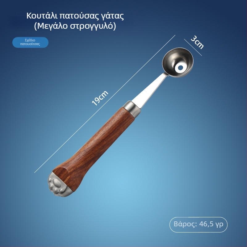 Ανοξείδωτο εργαλείο φρούτων από ατσάλι 304 με λαβή σε σχήμα γάτας – αποκοπή φρούτων, ξεφλούδισμα και πουρέ πατάτας