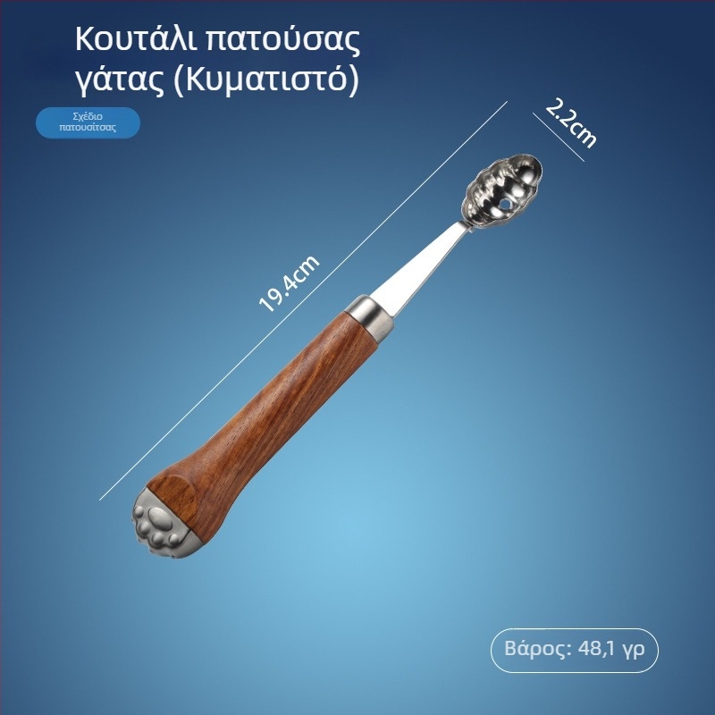 Ανοξείδωτο εργαλείο φρούτων από ατσάλι 304 με λαβή σε σχήμα γάτας – αποκοπή φρούτων, ξεφλούδισμα και πουρέ πατάτας