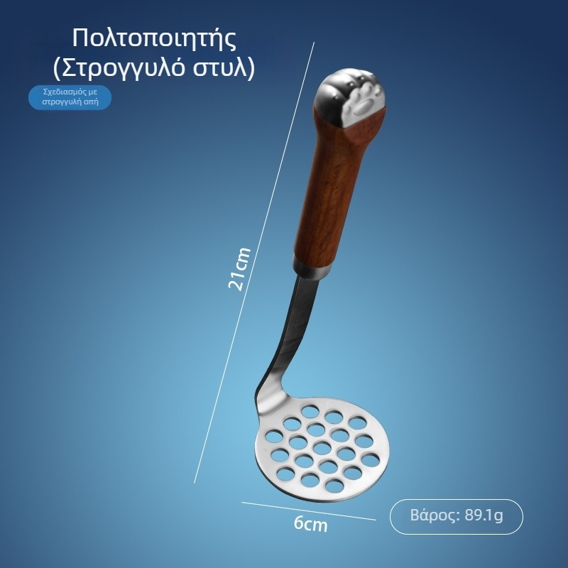 Ανοξείδωτο εργαλείο φρούτων από ατσάλι 304 με λαβή σε σχήμα γάτας – αποκοπή φρούτων, ξεφλούδισμα και πουρέ πατάτας