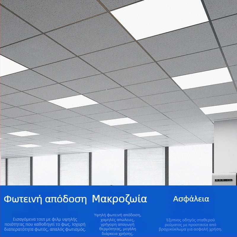 Ενσωματωμένο LED πάνελ οροφής 600x600, 60x60 με γυψοσανίδα ορυκτής ίνας