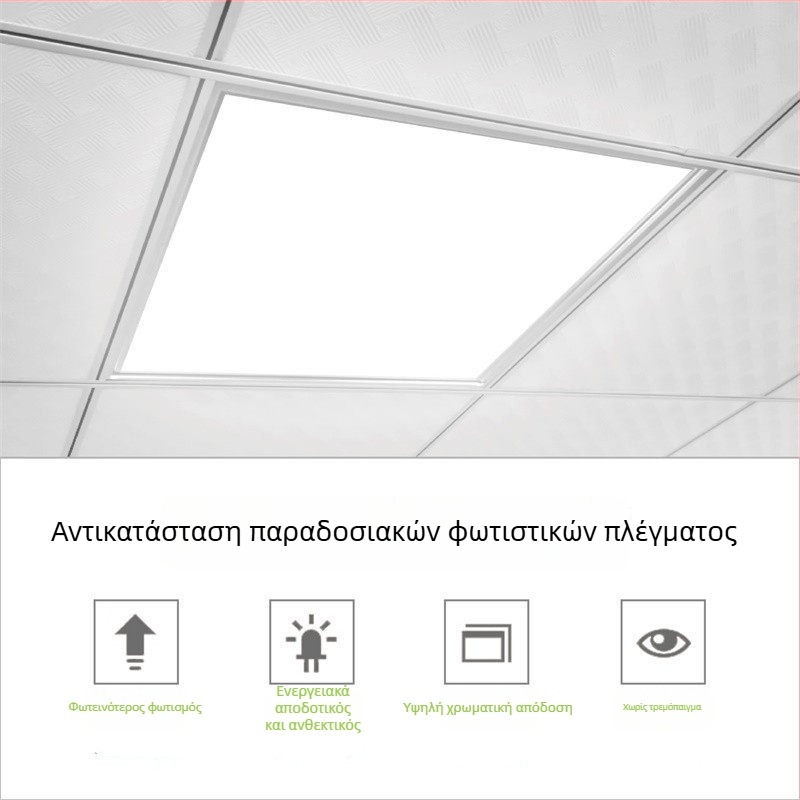 Ενσωματωμένο LED πάνελ οροφής 600x600, 60x60 με γυψοσανίδα ορυκτής ίνας