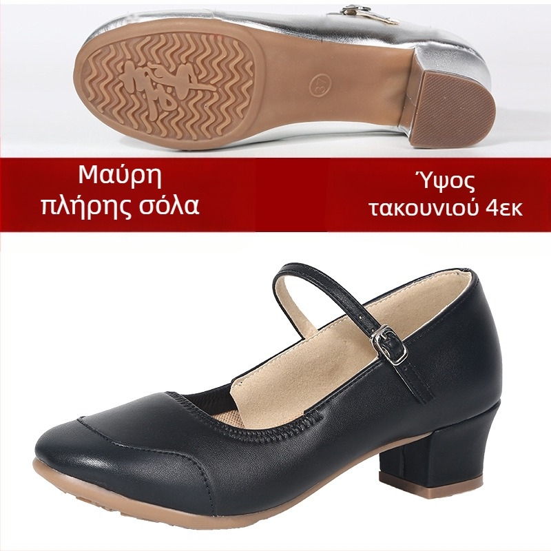 Γυναικείες χορευτικές παπούτσια με μαλακή σόλα, νέα για όλες τις εποχές, μεσαίου ύψους τακούνι για τετράγωνους χορούς, παπούτσια πρακτικής δασκάλου, παπούτσια κοινωνικού χορού σε ναυτικό στυλ