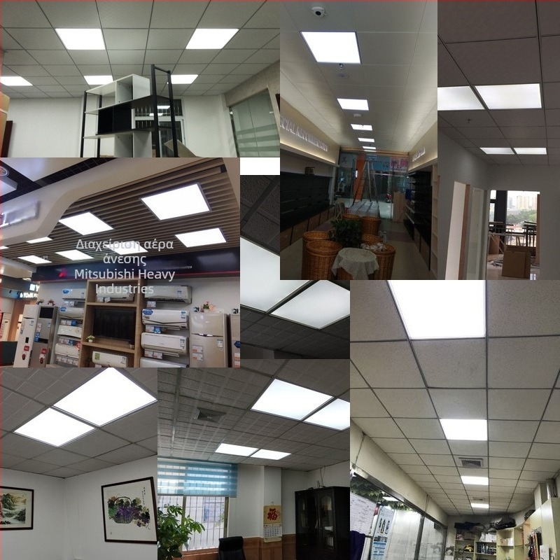 Ολοκληρωμένος οροφικός LED πάνελ 600×600, επίπεδο πάνελ LED με πλέγμα 60×60, γυψοσανίδα με ορυκτή ίνα, 595 μηχανολογικός πίνακας φωτισμού