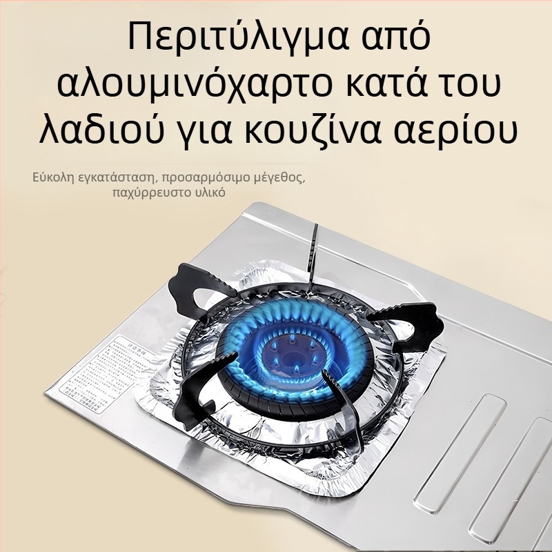 Δίσκος από αλουμινόφυλλο για εστία αερίου – αντιλιπαντικός, στρογγυλός ή τετράγωνος, για καθαρισμό κουζίνας