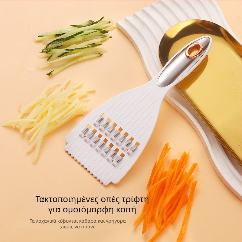 Ανοξείδωτος τρίφτης λαχανικών, πολυλειτουργικό εργαλείο κουζίνας — τρία σε ένα για το τρίψιμο ριζών και πατάτας
