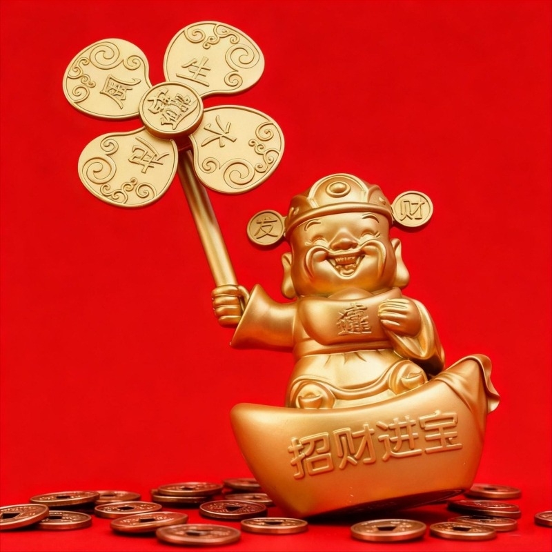 Χρυσωμένο άγαλμα του Θεού της Ευημερίας, Buddha διακοσμητικό για οικία, σαλόνι, κατάστημα και γραφείο, για εγκαινιασμό κατοικίας και υποδοχή
