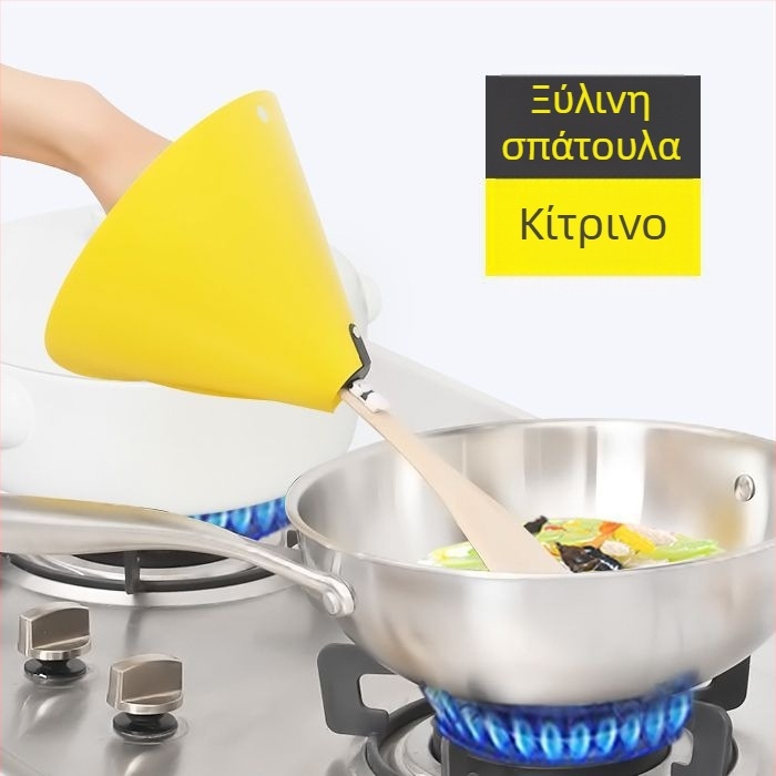 Σετ προστασίας από πιτσιλιές λαδιού για μαγείρεμα — προστατευτικό πιτσιλιών, κάλυμμα για σπάτουλα, γάντια αντι-καψίματος