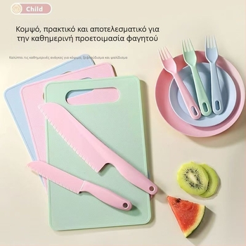 Σετ παιδικών μαχαιριών κουζίνας και σανίδων κοπής, πλαστικά μαχαίριά τροφίμων, ασφαλή για μικρά χέρια, μαχαίρι φρούτων