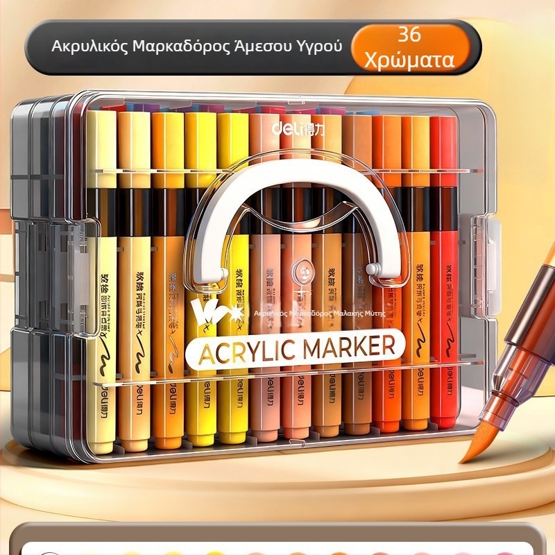 Deli μαλακής άκρης ακρυλικοί μαρκαδόροι και ακουαρέλ μαρκαδόροι για παιδική τέχνη – αδιαφανείς και στρωσίμες αποχρώσεις
