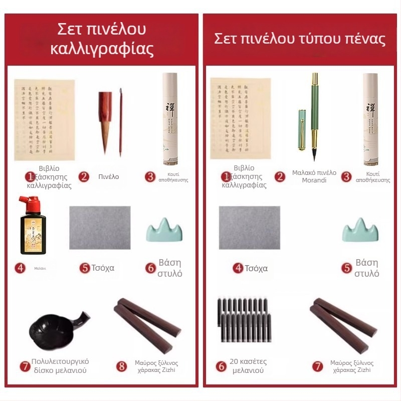 Σετ Καλλιγραφίας για Ήρεμη Εξάσκηση: Μικρή Κανονική Γραφή, Βιβλίο Πρακτικής Αντιγραφής για Σούτρες, 108 Επαναλήψεις, Σετ με Μαλακό Πινέλο για Ενήλικες