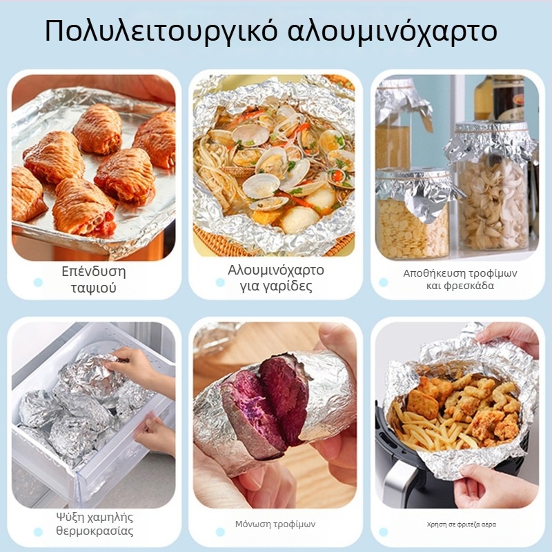 Εμπορικό μεγάλο ρολό αλουμινίου για μπάρμπεκιου και παράδοση φαγητού, μονωμένο και παχυσμένο, 613/615, πλάτος 30-45 cm, πάχος 20 μm