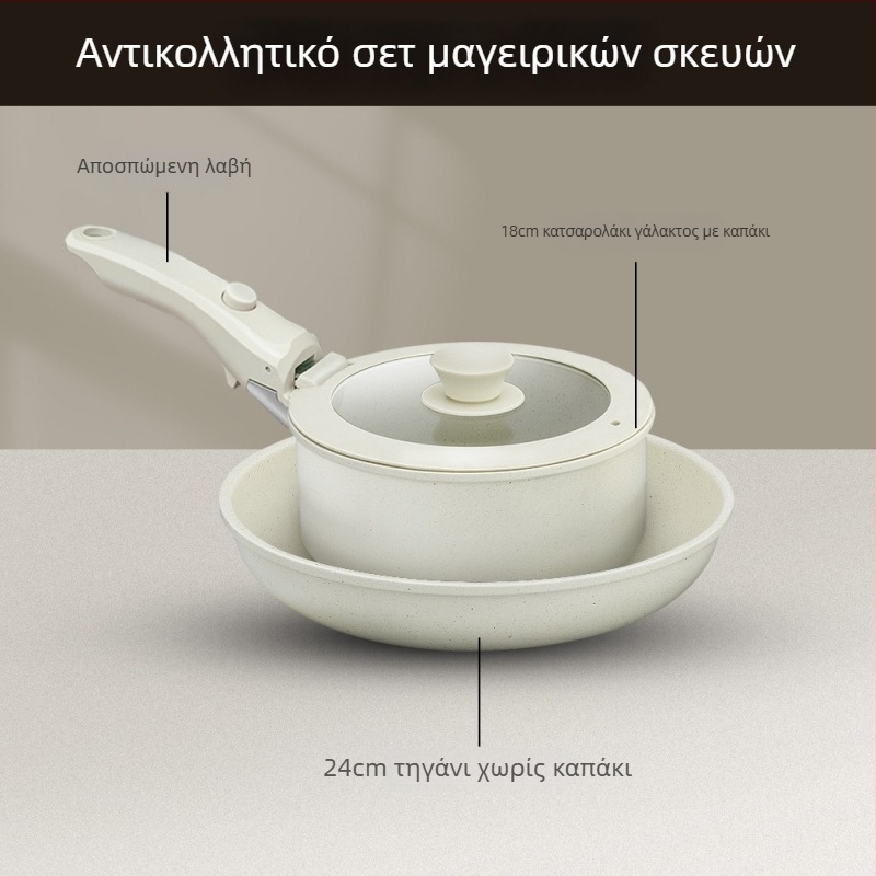 Σετ 6 σκεύη με αποσπώμενες λαβές – αντικολλητικά αλουμινένια σκεύη για οικιακή χρήση και κάμπινγκ