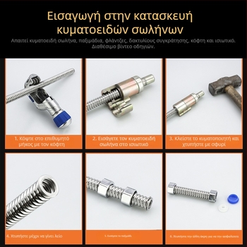 Σωλήνας εισαγωγής νερού από ανοξείδωτο χάλυβα 304 με αυλακώσεις για ζεστό και κρύο νερό – κατάλληλος για θερμοσίφωνες, τοίχο-λέβητες, τουαλέτες και ηλιακά συστήματα