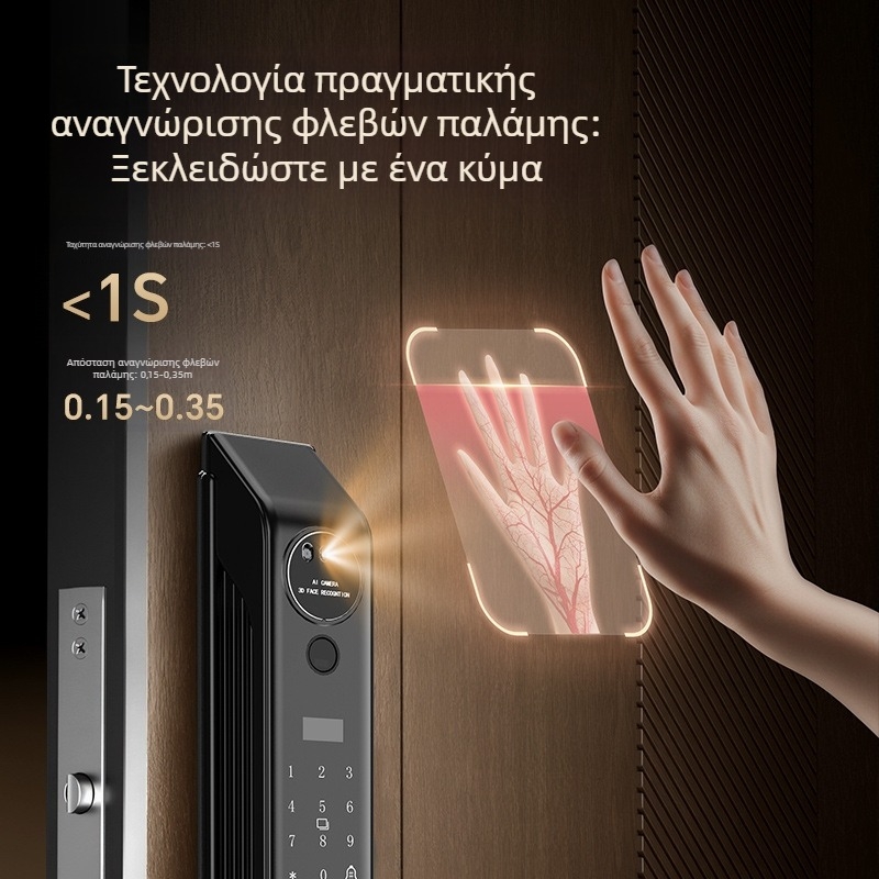 3D κλειδαριά με αναγνώριση προσώπου, αποτύπωμα, κωδικό πρόσβασης και κάμερα επιτήρησης