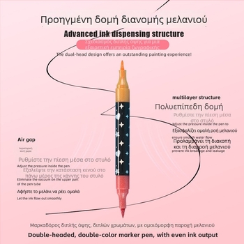 Μαρκαδόρος με δύο άκρα, γκλίτερ με απαλό άκρο για ακουαρέλα, κατάλληλος για μαθητές Δημοτικού, με σκόνη γκλίτερ, μαρκαδόρος επισήμανσης