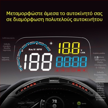 HUD head-up display για αυτοκίνητα, καθολική συμβατότητα OBD, προβολή ταχύτητας, οθόνη LED υψηλής ευκρίνειας αυτοκινήτου, μοντέλο C600s, διαστάσεις οθόνης 123x84 mm, ανάλυση 1440x900