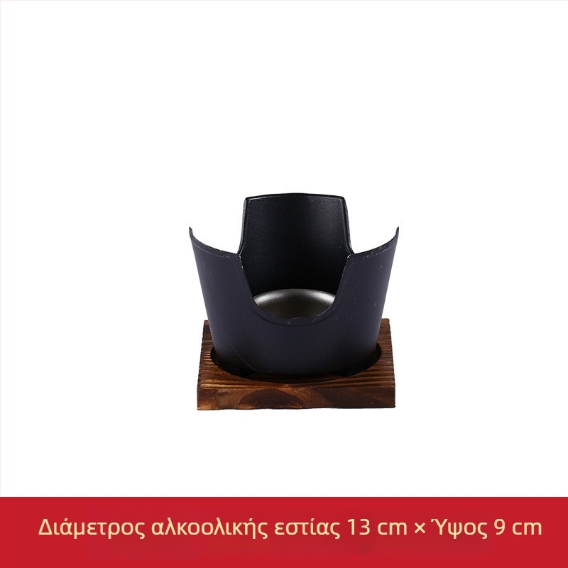 Γιαπωνέζικού στυλ χυτοσίδηρη κατσαρόλα για σουκιγιάκι, ατομική μερίδα, με στερεό αλκοολικό φούρνο — συμπαγής οικιακή κατσαρόλα