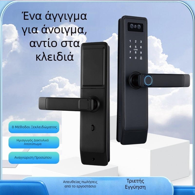 Έξυπνο κλείδωμα με αναγνώριση προσώπου, βιντεο-θυροτηλέφωνο, με αποτύπωμα και κωδικό πρόσβασης, WiFi απομακρυσμένο ξεκλείδωμα για δωμάτια και γραφεία, γκράφιτι σχέδιο