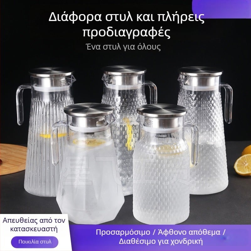 Ακρυλικό μπουκάλι νερού κρύου με διαφανή τσαγιέρα, PC πλαστικό, ανθεκτικό σε υψηλές θερμοκρασίες, κατάλληλο για χυμούς και ποτά