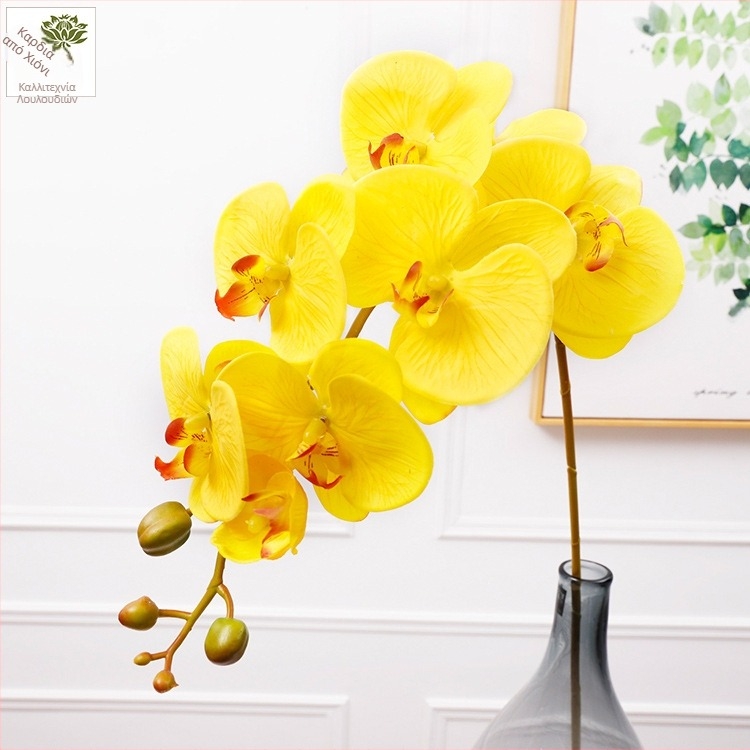 Phalaenopsis τεχνητή ορχιδέα με οκτώ κεφάλια, διακοσμητικό φυτό σε βάση για γάμους, ξενοδοχεία και οικιακή διακόσμηση