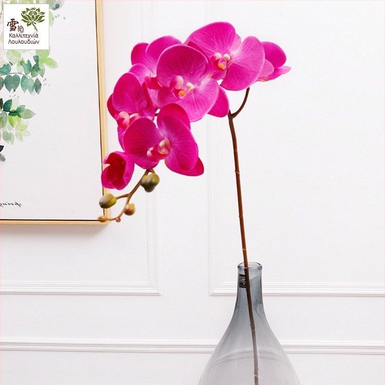 Phalaenopsis τεχνητή ορχιδέα με οκτώ κεφάλια, διακοσμητικό φυτό σε βάση για γάμους, ξενοδοχεία και οικιακή διακόσμηση