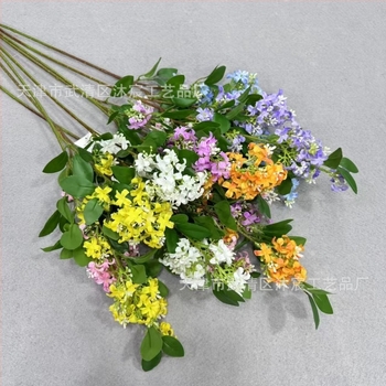 Τεχνητό lilac με φύλλα και osmanthus, διακόσμηση σπιτιού, ανθοδέσμη, αξεσουάρ φωτογράφισης, πράσινο τεχνητό φυτό