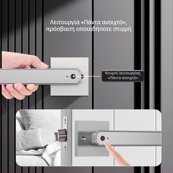Έξυπνο κλείδωμα πόρτας για ξύλινη πόρτα με δακτυλικό αποτύπωμα και κωδικό, διπλή είσοδος, ηλεκτρονική λαβή πόρτας κατά της κλοπής