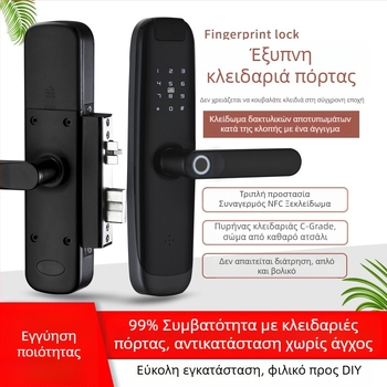 Εσωτερική πόρτα ασφαλείας με μεταλλικό εξωτερικό κλειδαριά και έξυπνο ηλεκτρονικό κλειδί με πρόσβαση μέσω κωδικού, κάρτας και δακτυλικού αποτυπώματος