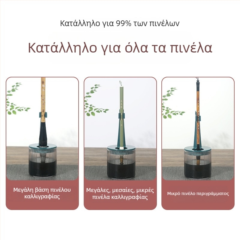 Πολυλειτουργική βάση για στυλό με δεξαμενή μελανιού, κύλινδρο πλυσίματος πινέλων, κλιπ στέγνωσης και θήκη ενυδάτωσης γραφής
