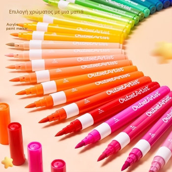 Ακρυλικοί μαρκαδόροι με μαλακό άκρο, 6 χρώματα, παιδικοί μαρκαδόροι για τέχνη και σχολείο, διαφανείς και στοιβάζονται