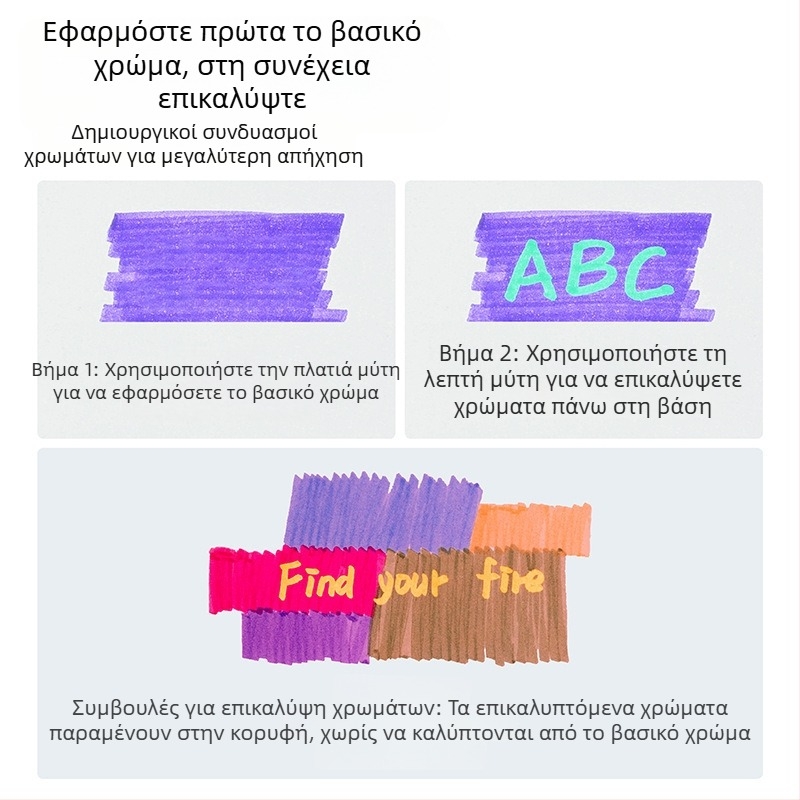 Διπλής άκρης μαρκαδόρος υπογράμμισης με στρωμένα χρώματα, προστασία ματιών, για μαθητές, μεγάλη χωρητικότητα, γρήγορο στέγνωμα