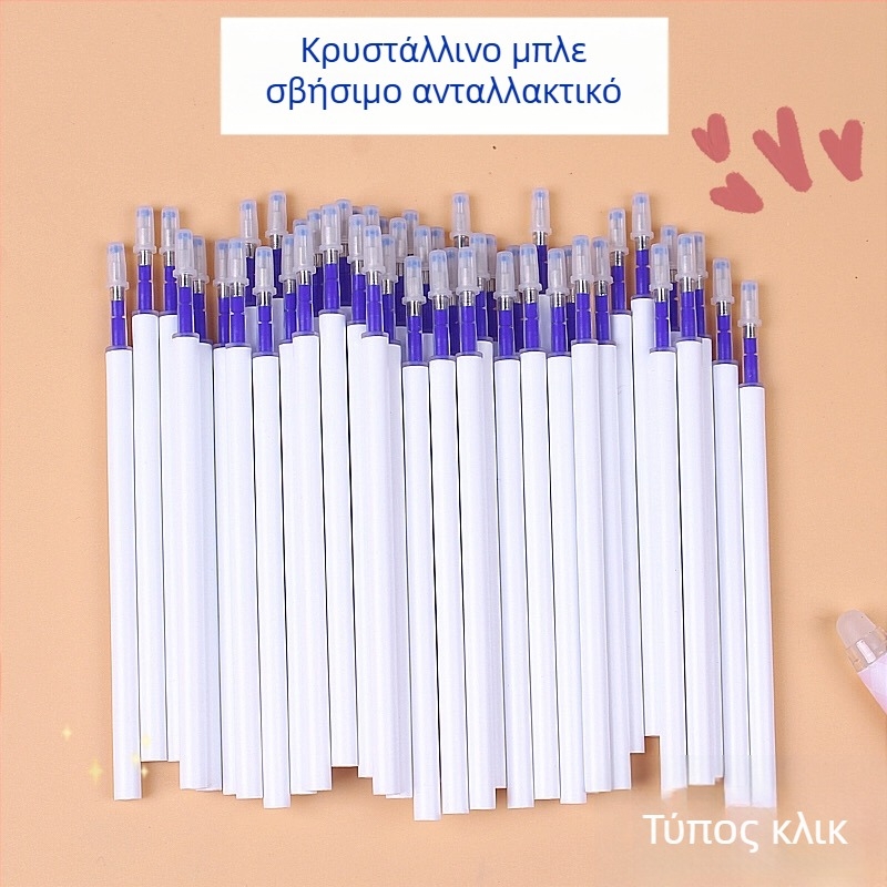 Αποσβήσιμο ανταλλακτικό στυλό με μηχανισμό πίεσης, κρυστάλλινο μπλε και μαύρο άνθρακα, 20/50 τεμάχια, MoEasy επαναχρησιμοποιήσιμο ανταλλακτικό για μαθητές πρωτοβάθμιας εκπαίδευσης