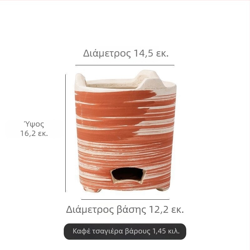 Σετ κεραμικής εστίας με άνθρακα για εξωτερική μαγειρική — μπάρμπεκιου, κατσαρόλα και βρασμό τσαγιού γύρω από την εστία