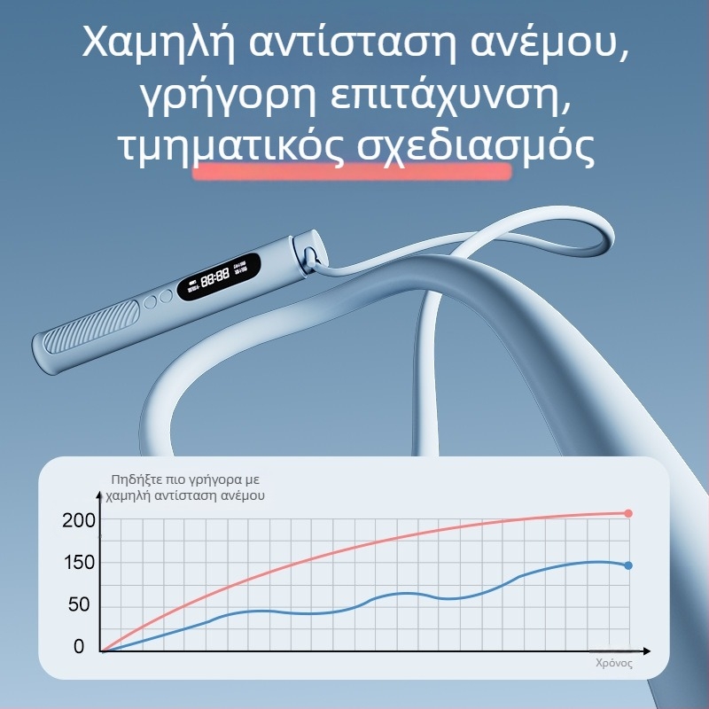 Ηλεκτρονικό σκοινάκι με αριθμό βημάτων, χρονόμετρο και επαναφορτιζόμενη μπαταρία, μήκος 2,8 μ., για παιδιά και μαθητές