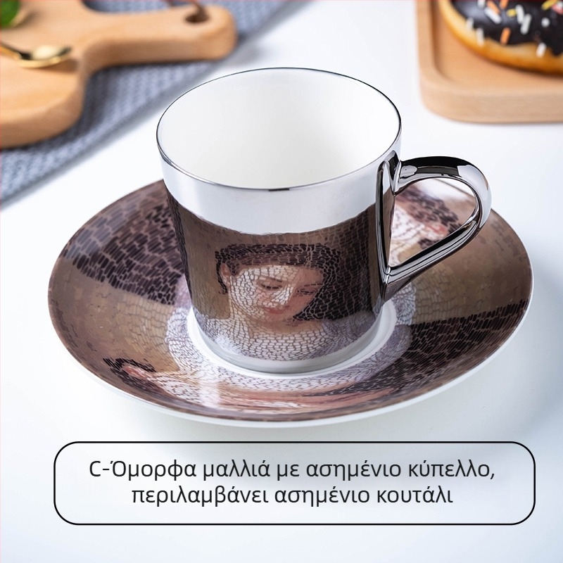 Σετ κεραμικών φλυτζανιών καφέ με φινίρισμα καθρέφτη, ευρωπαϊκού στυλ σχεδίου, χρυσές κούπες