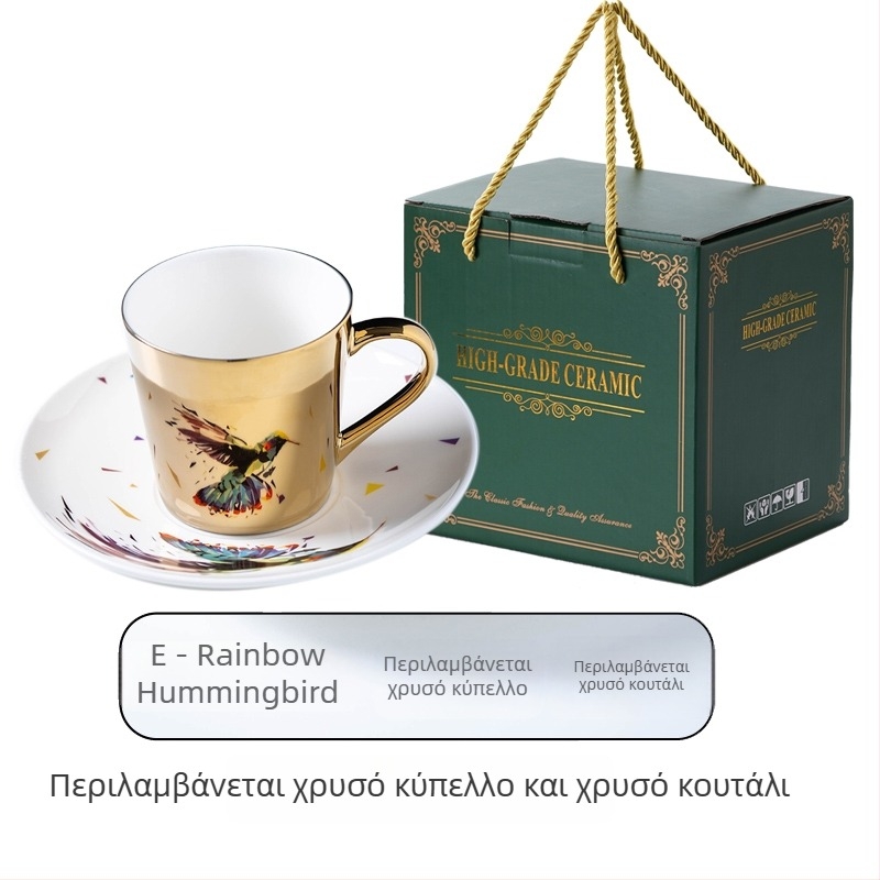 Σετ κεραμικών φλυτζανιών καφέ με φινίρισμα καθρέφτη, ευρωπαϊκού στυλ σχεδίου, χρυσές κούπες