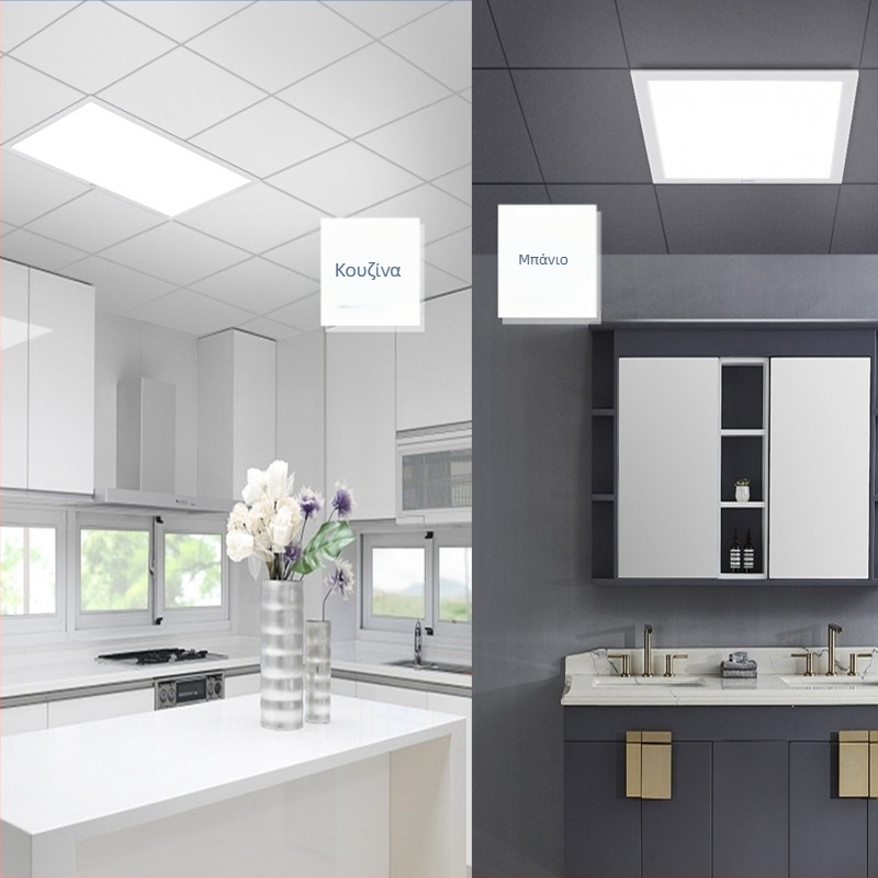 LED πάνελ οροφής 300x300/300x600, για κουζίνα και μπάνιο, αντιθαμβωτικό επίπεδο πάνελ