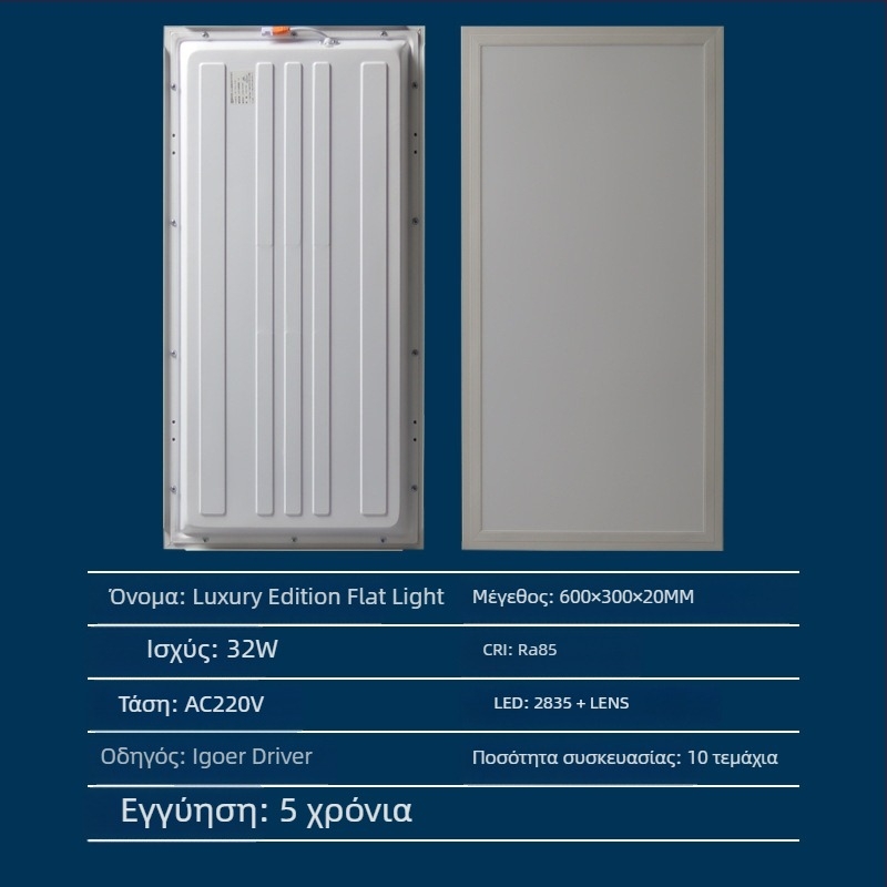 LED πάνελ οροφής 300x300/300x600, για κουζίνα και μπάνιο, αντιθαμβωτικό επίπεδο πάνελ