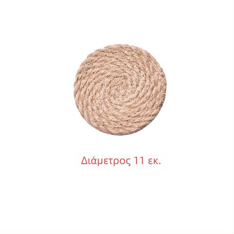 Ιαπωνικού στυλ υφασμένες λινές θερμομονωτικές τραπεζομάντηλες, χοντρά κυκλικά πατάκια για κατσαρόλες και φλιτζάνια σε διαφορετικά μεγέθη