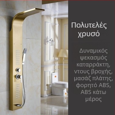 Σετ ντους από ανοξείδωτο χάλυβα 304 με ψηφιακή οθόνη, σετ ντους επιφανειακής τοποθέτησης, μαύρη κεφαλή βροχής, τοίχο-στηριζόμενο