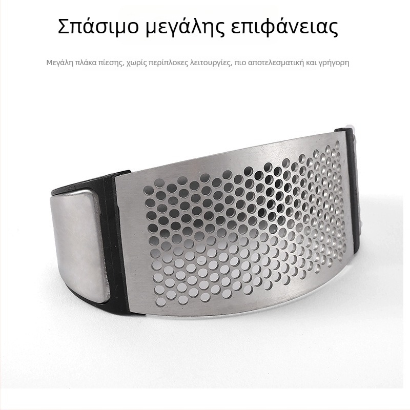 Πρέσα σκόρδου από ανοξείδωτο ατσάλι — χειροκίνητος κυκλικός συνθλιβέας σκόρδου και πολτοποιητής, εργαλείο κουζίνας